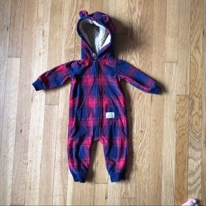 Carter’s Red And Blue Plaid Hooded Fleece Size 6m